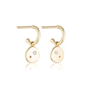 Lunar Diamond Hoop Earrings - 9k